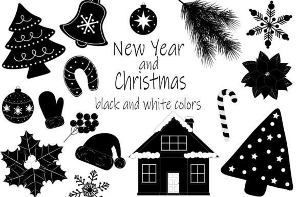 Download New Year And Christmas Black And White Graphic By Shishkovaiv Creative Fabrica SVG Cut Files