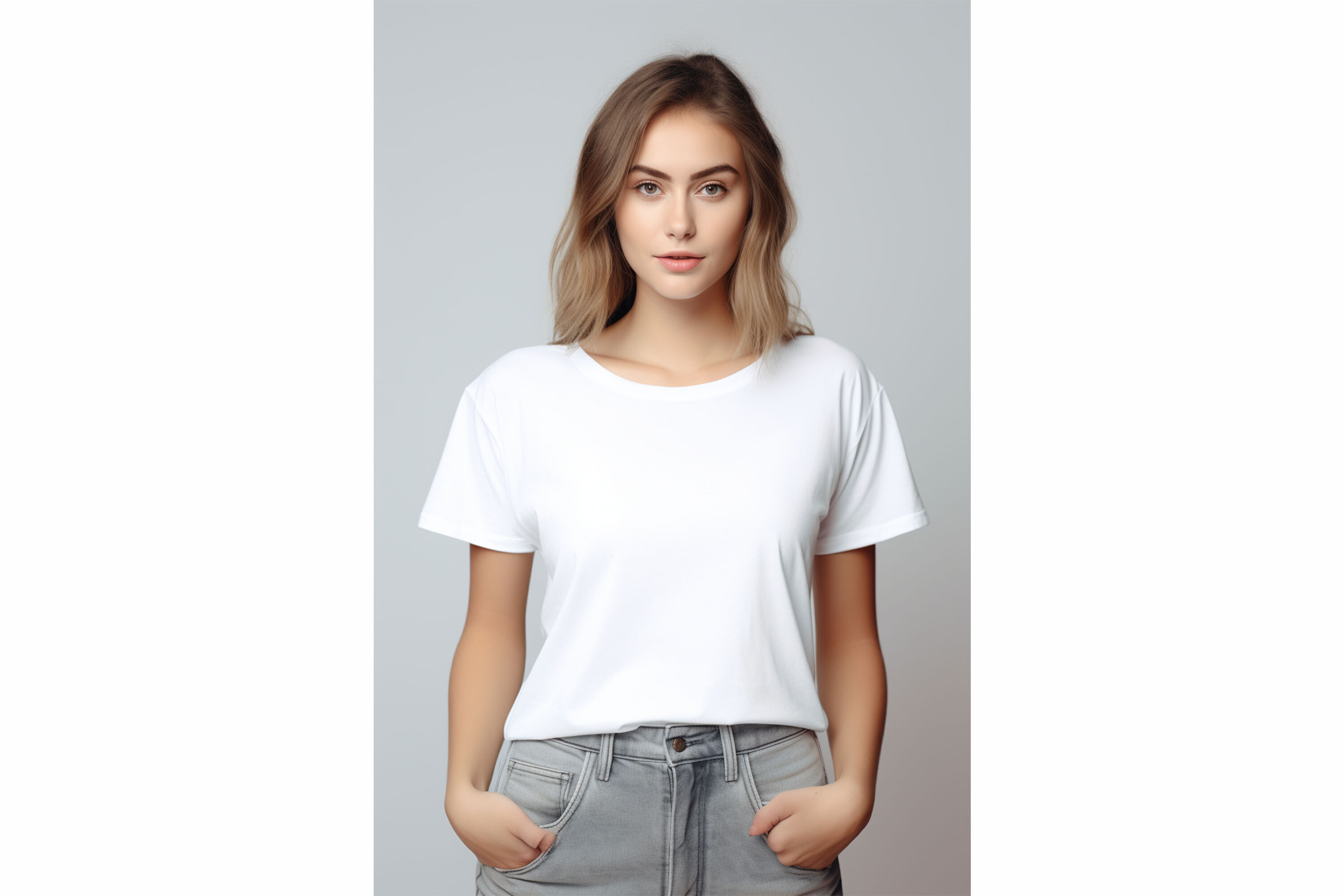 Female Wearing a White T-Shirt Mockup Graphic by Illustrately ...