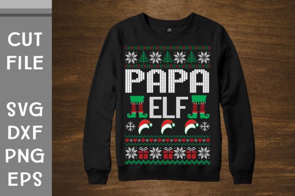Papa Elf Sweater Design Graphic Print Templates By SvgCraft